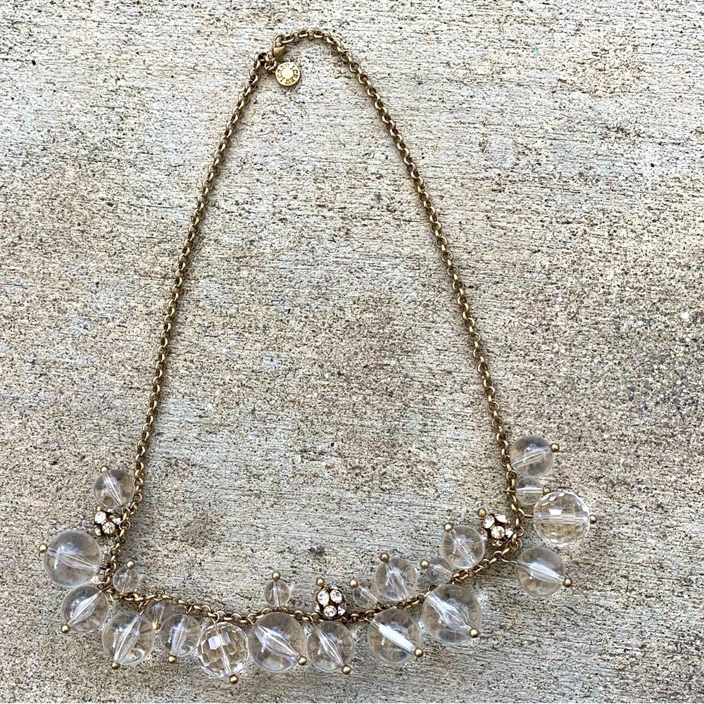 J. Crew Statement Necklace mixed media dangling rhinestones and crystals - Picture 1 of 2